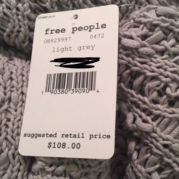 $108 FREE PEOPLE Beach Comber Oversized Gray Chunky Knit Soft Sweater Sz S Small - Picture 5 of 10